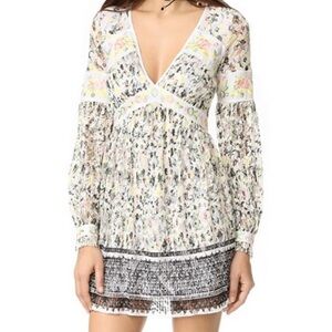 Free People Cherry Blossom Mini Boho Lace Peasant Dress